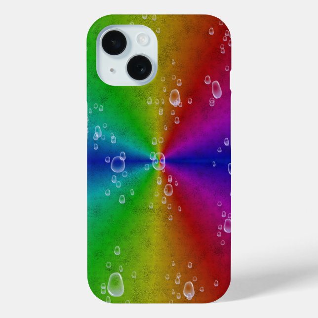 Rainbow in elephant skin leather optik with drops Case-Mate iPhone case (Back)