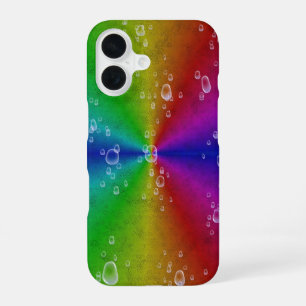 Rainbow in elephant skin leather optik with drops iPhone 16 case
