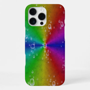 Rainbow in elephant skin leather optik with drops iPhone 16 pro max case