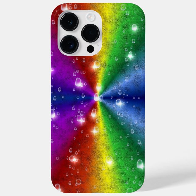 Rainbow in elephant skin leatheroptik , raindrops Case-Mate iPhone case (Back)