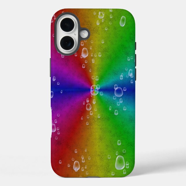 rainbow in elephant skin leatheroptik & raindrops Case-Mate iPhone case (Back)