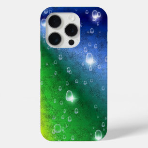 Rainbow in elephant skin leatheroptik & raindrops iPhone 15 pro case