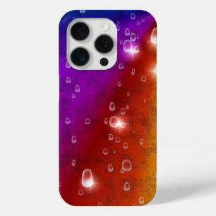 Rainbow in elephant skin leatheroptik & raindrops iPhone 15 pro case