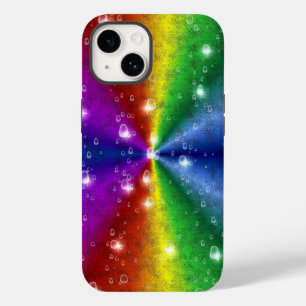 Rainbow in elephant skin leatheroptik , raindrops Case-Mate iPhone 14 case