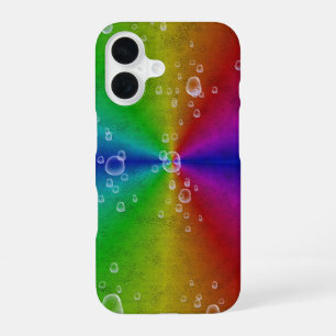 rainbow in elephant skin leatheroptik & raindrops iPhone 16 case