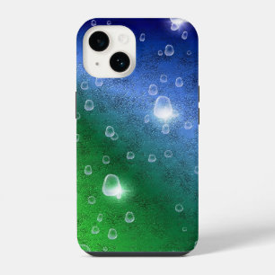 Rainbow in elephant skin leatheroptik & raindrops iPhone 14 case