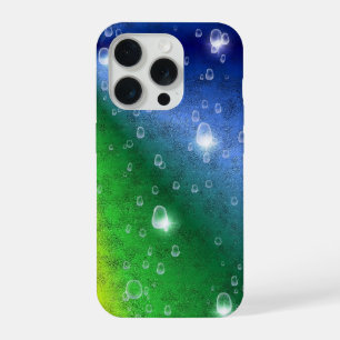 Rainbow in elephant skin leatheroptik & raindrops iPhone 15 pro case