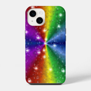 Rainbow in elephant skin leatheroptik , raindrops iPhone 14 case