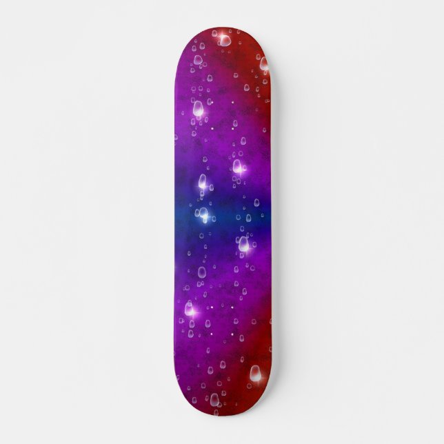 rainbow in elephant skin leatheroptik & raindrops skateboard (Front)