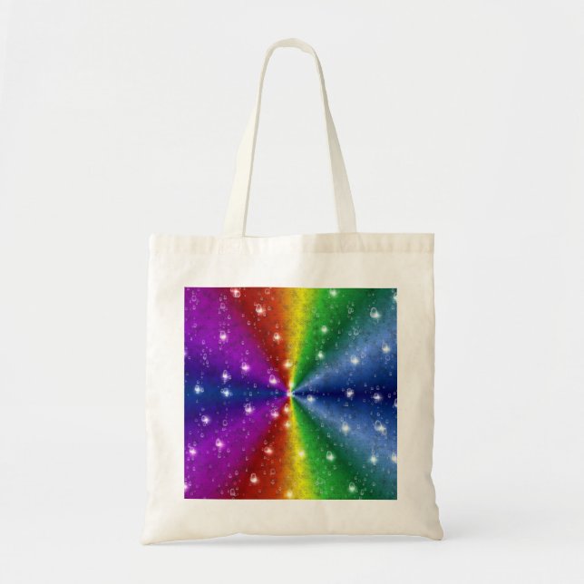 rainbow in elephant skin leatheroptik & raindrops tote bag (Front)