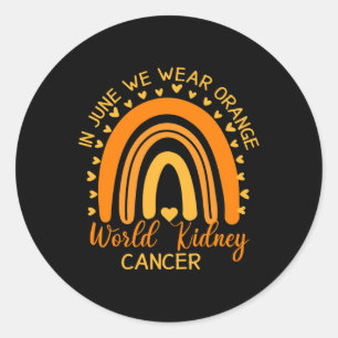 Rainbow In June We Wear Orange World Kidney Cancer Classic Round Sticker