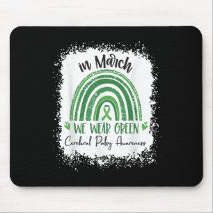 Rainbow In March We Wear Green Cerebral Palsy Awar Mouse Mat