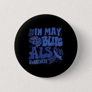Rainbow In May We Wear Blue Als Awareness Month Ki 6 Cm Round Badge