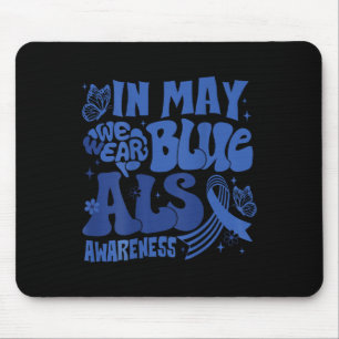 Rainbow In May We Wear Blue Als Awareness Month Ki Mouse Mat