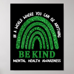 Rainbow In May We Wear Green Mental Health Awarene Poster