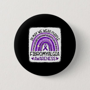 Rainbow In May We Wear Purple Fibromyalgia Awarene 6 Cm Round Badge