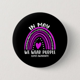 Rainbow In May We Wear Purple Lupus Awareness 6 Cm Round Badge
