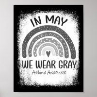 Rainbow In May Wear Grey Asthma Awareness Ribbon