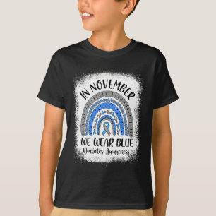 Rainbow In November We Wear Blue Diabetes Awarenes T-Shirt