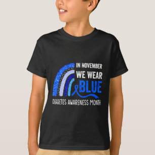 Rainbow In November We Wear Blue Diabetes Awarenes T-Shirt