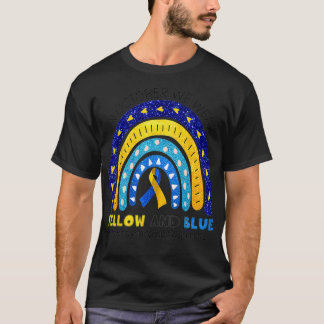 Rainbow In October We Wear Yellow And Blue Down Sy T-Shirt
