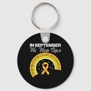 Rainbow In September We Wear Gold Childhood Cancer Key Ring