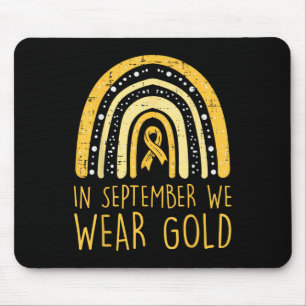 Rainbow In September We Wear Gold Childhood Cancer Mouse Mat