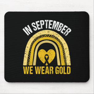 Rainbow In September We Wear Gold Childhood Cancer Mouse Mat
