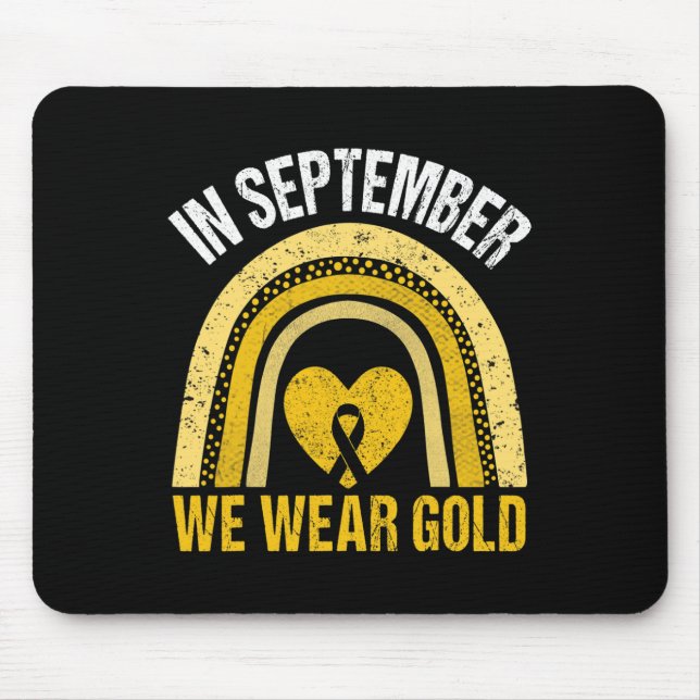 Rainbow In September We Wear Gold Childhood Cancer Mouse Mat (Front)