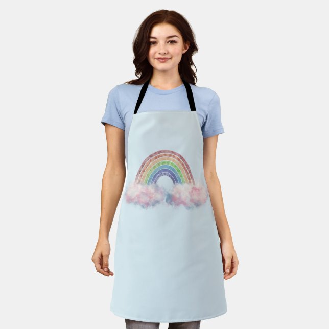 Rainbow in the Cloud Abstract blue Apron (Worn)