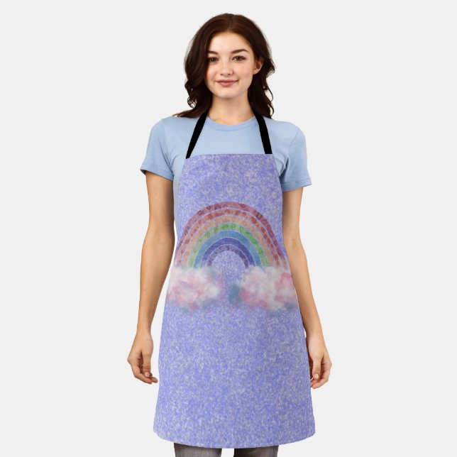 Rainbow in the Cloud Abstract purple Apron (Worn)