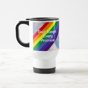 Rainbow in the Sky Inspirational Bible Verse Cute Travel Mug