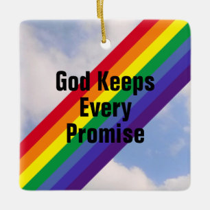Rainbow in the Sky Inspirational Bible Verses Cute Ceramic Ornament