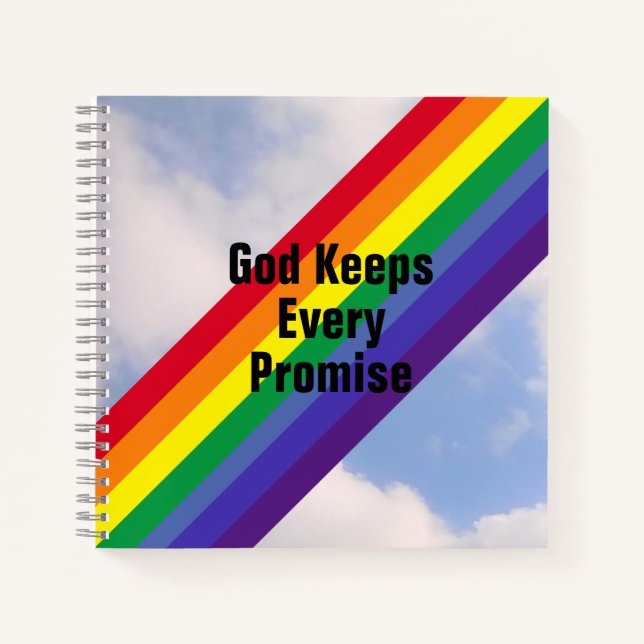 Rainbow in the Sky Inspirational Bible Verses Cute Notebook (Front)