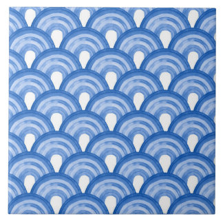 Rainbow in watercolor - blue pattern tile