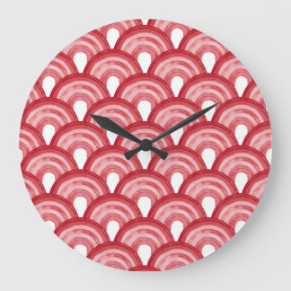Rainbow in watercolor - red pattern large clock