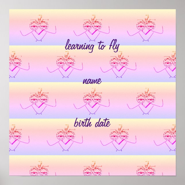 Rainbow Infant Baby Bird Learning To Fly Poster (Front)