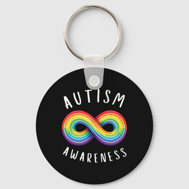 Rainbow Infinity Autism Awareness  Key Ring (Front)