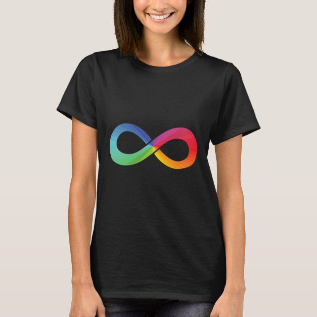 Rainbow Infinity Figure 8 Symbol Pocket Placement  T-Shirt (Front)