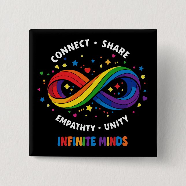 Rainbow Infinity Neurodiversity Symbol - Infinite  15 Cm Square Badge (Front)