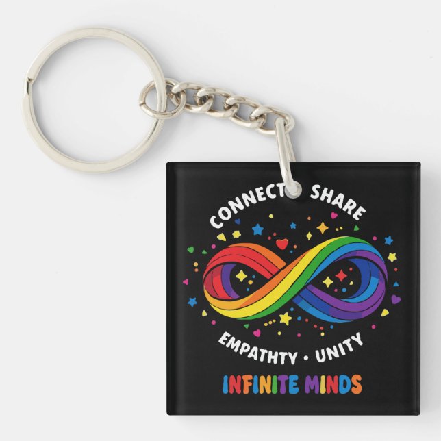 Rainbow Infinity Neurodiversity Symbol - Infinite  Key Ring (Front)