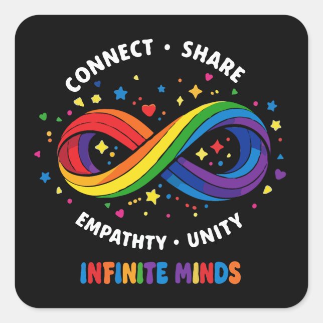 Rainbow Infinity Neurodiversity Symbol - Infinite  Square Sticker (Front)