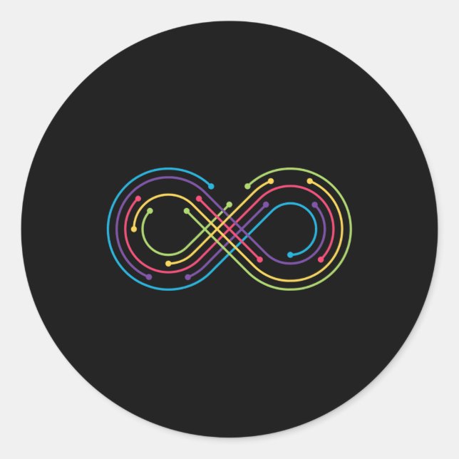Rainbow Infinity Symbol Pride Autism Awareness Neu Classic Round Sticker (Front)