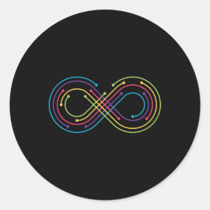 Rainbow Infinity Symbol Pride Autism Awareness Neu Classic Round Sticker