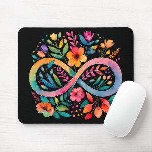  Rainbow Infinity Watercolor Flowers Autism Mouse Mat