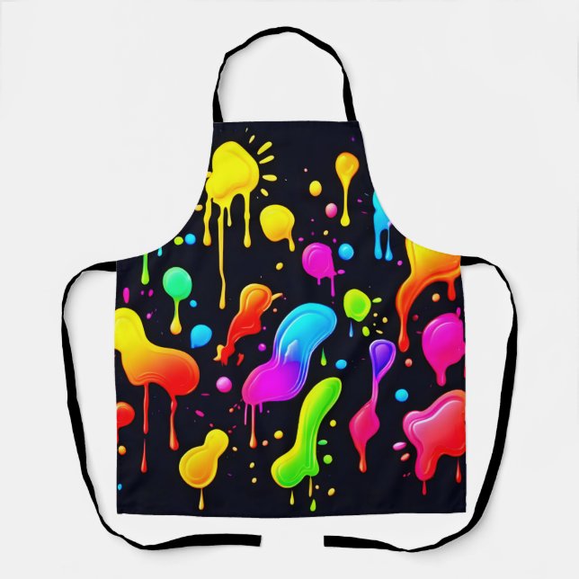 Rainbow Ink Paint Splashes Apron (Front)