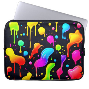 Rainbow Ink Paint Splashes Laptop Sleeve