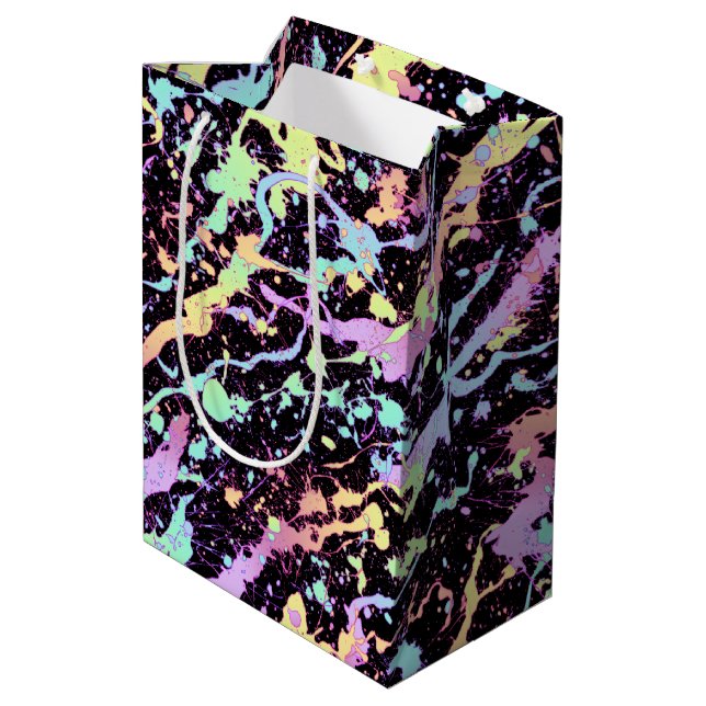 rainbow ink splash extreme : medium gift bag (Back Angled)