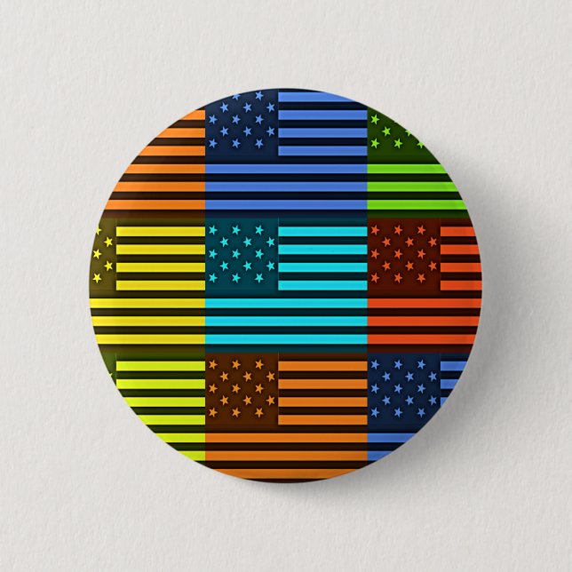 Rainbow-Inspired American Motif Flag Design 6 Cm Round Badge (Front)