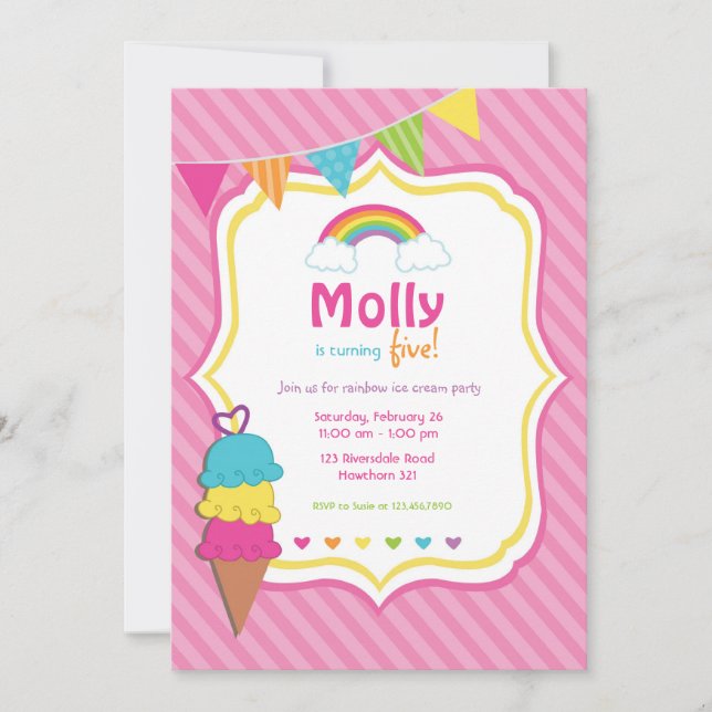 Rainbow Invitation / Ice Cream Invitation (Front)